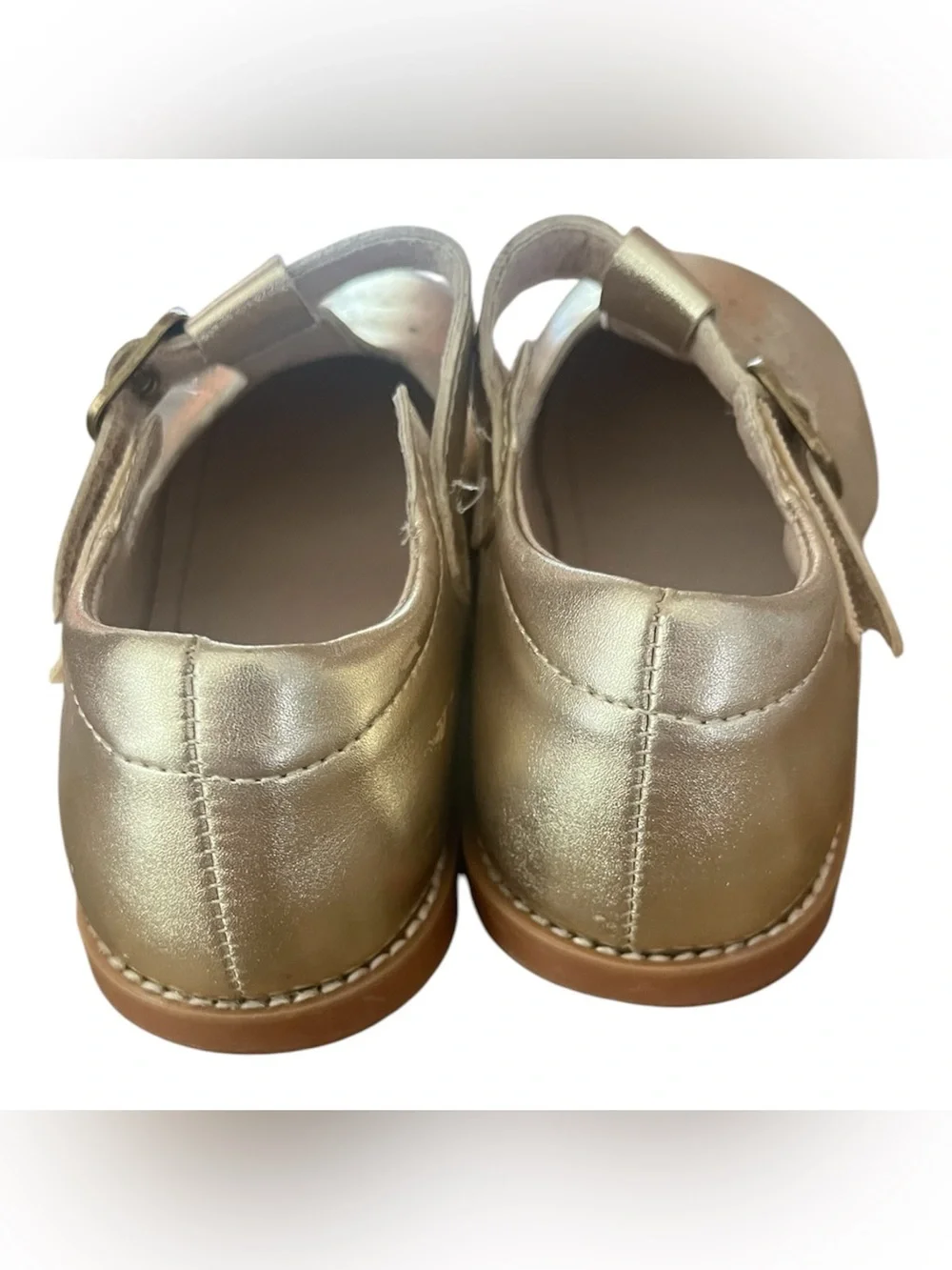 Kiderence F646 Girls Mary Jane Flats Metallic Gold Size 12